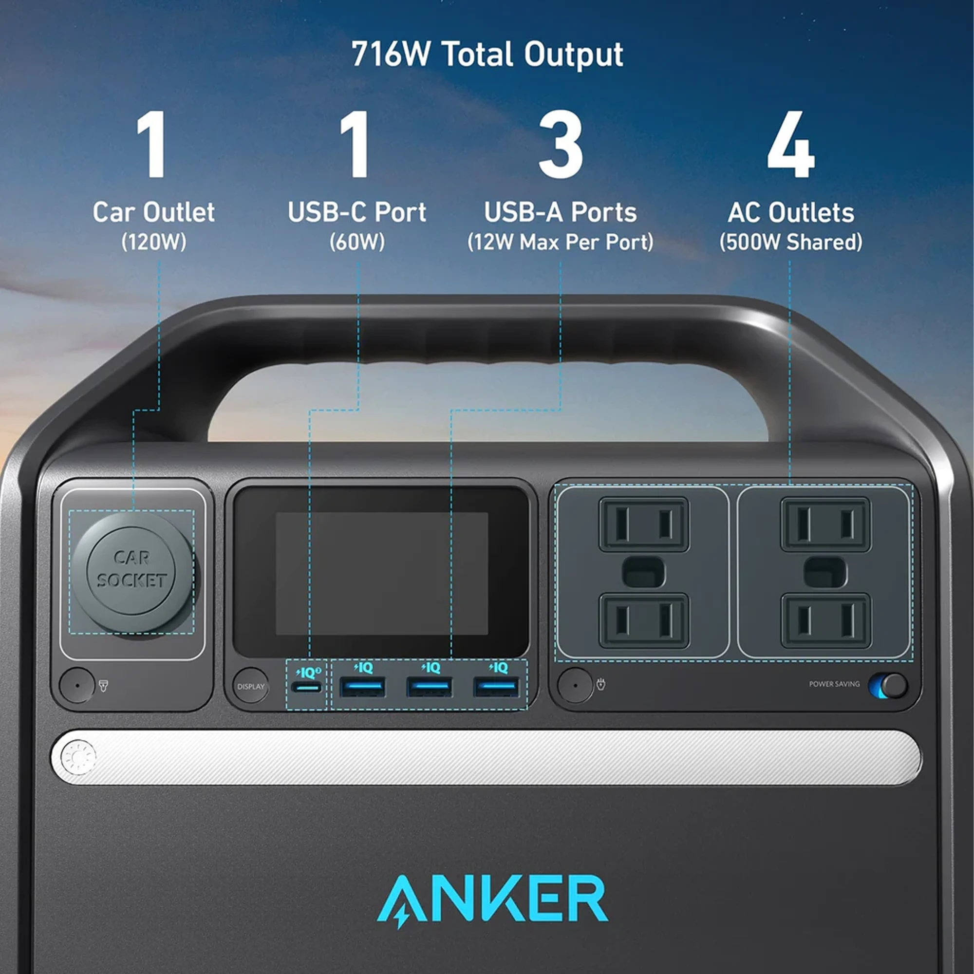 Anker 535 PowerHouse Portable Power Station, 512Wh Capacity, 500W Output