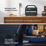 Anker 535 PowerHouse Portable Power Station, 512Wh Capacity, 500W Output