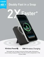 Anker MagGo 10000mAh Qi2 Certified MagSafe-Compatible Power Bank, 15W Wireless Charging, USB-C Fast Charging, Portable Magnetic Battery Pack for Travel and Daily iPhone Charging