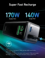 Anker Prime 27650mAh Power Bank A1340, 250W PD 3.1 Portable Charger with Dual USB-C and USB-A Ports, 170W Fast Recharge, Smart App Control, TSA-Compliant Battery Pack for Travel, MacBook Pro, Laptop, Tablet, and Phone Charging