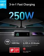 Anker Prime 27650mAh Power Bank A1340, 250W PD 3.1 Portable Charger with Dual USB-C and USB-A Ports, 170W Fast Recharge, Smart App Control, TSA-Compliant Battery Pack for Travel, MacBook Pro, Laptop, Tablet, and Phone Charging - Image 5