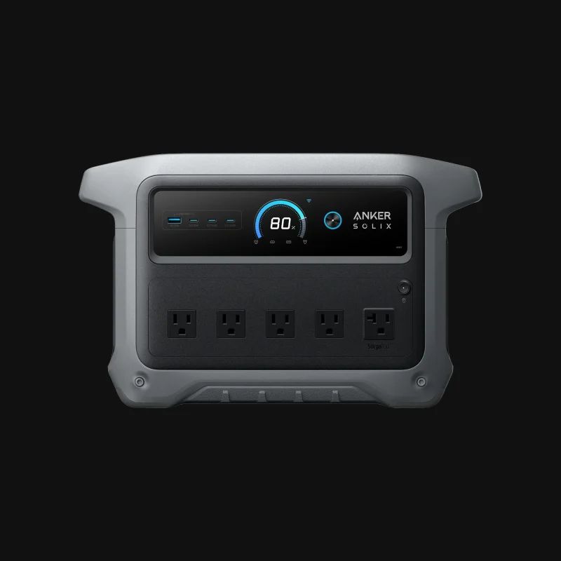 front view of Anker SOLIX C1000 Portable Power Station, 1056Wh Capacity, 2000W Output, LiFePO4 Battery