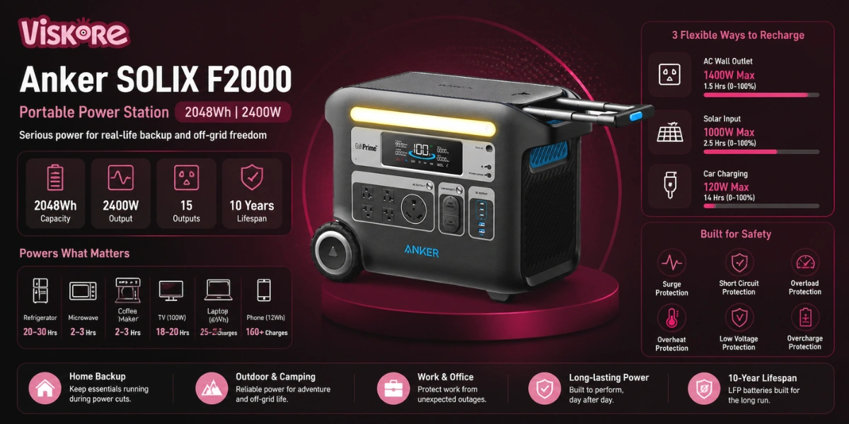 Anker SOLIX F2000 Portable Power Station - 2,048Wh _ 2,400W