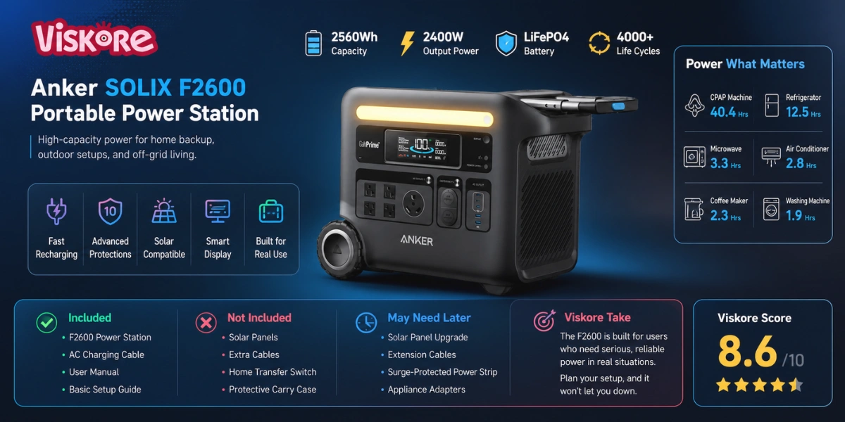 Anker SOLIX F2600 Portable Power Station - 2560Wh｜2400W