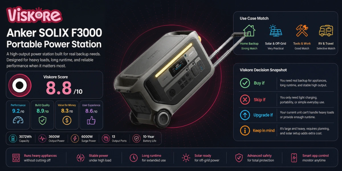 Anker SOLIX F3000 Portable Power Station - 3,072Wh | 3,600W