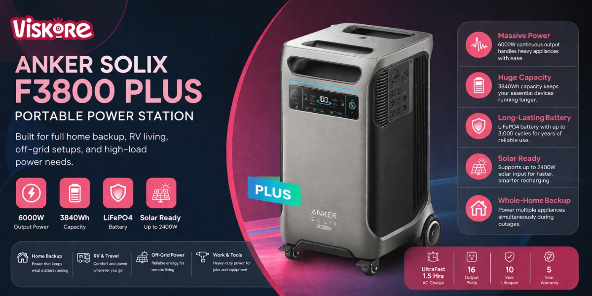 Anker SOLIX F3800 Plus Portable Power Station - 3,840Wh | 6,000W