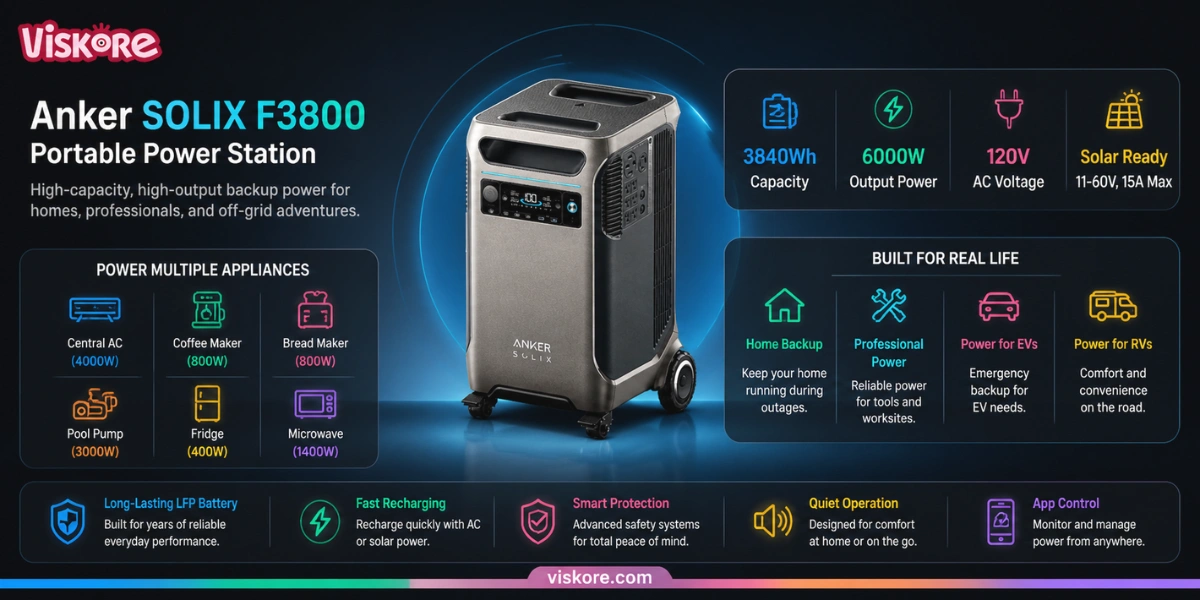 Anker SOLIX F3800 Portable Power Station - 3,840Wh | 6,000W