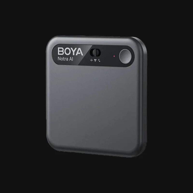BOYA Notra AI Note Taker, Smart Recording and Transcription Device, 64GB Local Storage, AI Noise Cancellation, 10m Pickup Range, Up to 24 Hours Recording, for Meetings, Phone Calls and Bluetooth Earbud Conversations