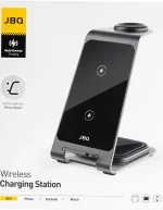 JBQ 3-in-1 Wireless Charging Station WIC-01, Multi-Device Wireless Charger for Phone Earbuds and Smartwatch, Fast Qi Charging Stand, Compact Desktop Charging Dock for Home Office and Travel