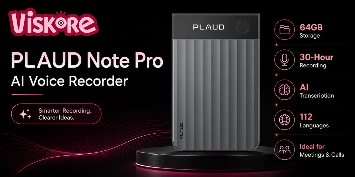 PLAUD Note Pro AI Voice Recorder, 64GB Storage, 30-Hour Recording, 4 MEMS Microphones and 1 VPU, 112-Language AI Transcription, for Meetings and Calls