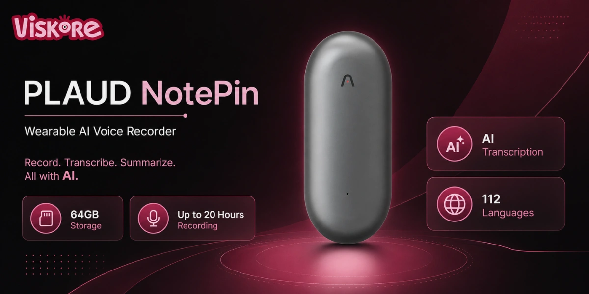PLAUD NotePin Wearable AI Voice Recorder, 64GB Storage, 20-Hour Continuous Recording, 2 MEMS Microphones, 112-Language AI Transcription, GCC Version, for Meetings and Field Notes